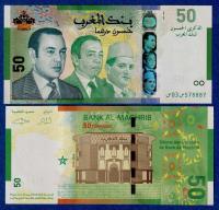 MAROKO 50 Dirhams 2009 P-72 OKOLICZNOŚCIOWY UNC