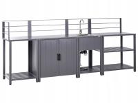 Kuchnia ogrodowa szafka wyspa kuchenna zlew szara