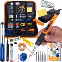 ZESTAW LUTOWNICZY 11W1 MOCNA LUTOWNICA 80W LCD ETUI PODSTAWKA CYNA PORADNIK