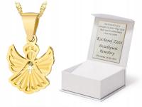 Золотая Цепочка 585 Медальон Злотый Ангел Крещение Гравер