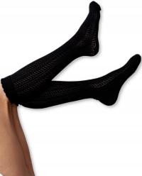 MILENA PODKOLANÓWKI AŻUROWE CZARNE 37-41