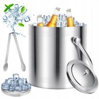 Wiaderko do lodu szczypce z pokrywką 2L duże do chłodzenia napojów