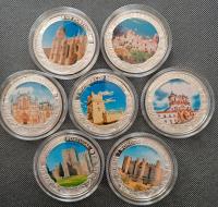 Острова Кука набор 7 монет 7 чудес Португалии цвет