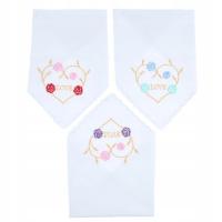 3szt Chusteczki Damskie Serce Kwiatowe Haftowane Hankies Kieszonkowe Hanky