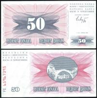$ Bośnia i Hercegowina 50 DINARA P-12 UNC 1992