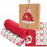 Ręczniki ŚWIĄTECZNE Ścierki Kuchenne Kartonik 3-Pak Prezent Mikołaj MORAJ