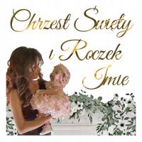 BANER girlanda napis na CHRZEST i ROCZEK złote dekoracje + IMIĘ