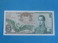 Kolumbia Banknot 5 Pesos 1968 Rzadszy UNC P-406b