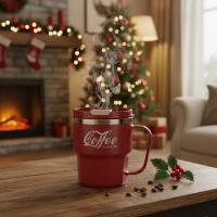 Kubek termiczny 400 ml Coffee Enjoy Life czerwony prezent świąteczny