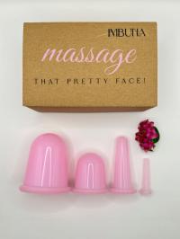 Zestaw silikonowych baniek do masażu twarzy i ciała - różowy, 4 sztuki