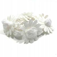 Owijka biała gumka do włosów kwiaty kwiatek komunia wesele