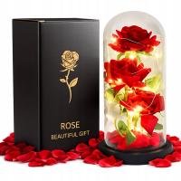 WIECZNA RÓŻA LED W SZKLE ŚWIECĄCA PIĘKNY POMYSŁ NA WALENTYNKI PREZENT