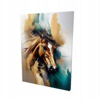 Obraz na płótnie abstrakcyjny koń w kolorach złotych 50x70