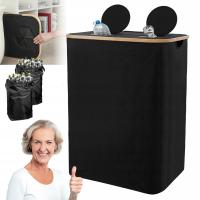 SKŁADANY POJEMNIK 140L NA BUTELKI PLASTIKOWE 2 KOMORY Z POKRYWĄ CZARNY