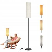 NOWOCZESNA LAMPA PODŁOGOWA Z 3 TEMPERATURAMI BARW I ABAŻUREM Z LNU