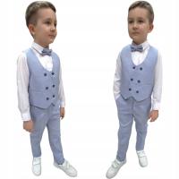 ELEGANCKI GARNITUR DLA CHŁOPCA ZESTAW 4 CZĘŚCIOWY Z KAMIZELKĄ I MUCHĄ