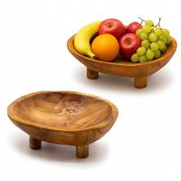 Misa Dekoracyjna na Owoce z Drewna Tekowego na Nóżkach Indonezja Prezent