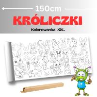 KRÓLICZKI - Kolorowanka podłogowa XXL 150x42cm - Do wspólnego kolorowania