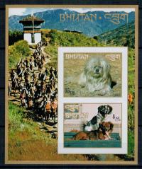 Bhutan 1972 Znaczki Blok 54B ** psy