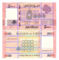 LIBAN 5000 LIVRES 2021 P-91c UNC