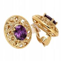 KOLCZYKI KLIPSY ZŁOTE STAL CHIRURGICZNA AŻUROWE Z KAMIENIEM