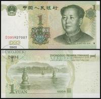 BNB - CHINY 1 Yuan 1999 D395 H27 007 # P895d # typ numeracji LCCC L # UNC