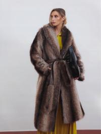 Płaszcz futro z paskiem
