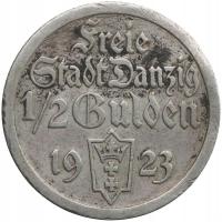 Wolne Miasto Gdańsk, 1/2 guldena 1923, stan 3