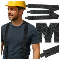Подтяжки для рабочих брюк эластичные мужские сильные широкие 5 см черные