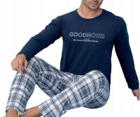 Męska piżama bawełniana bluzka długi rękaw długie spodnie kratka wygodna