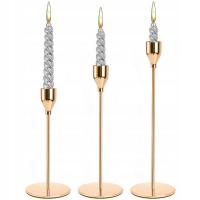 ŚWIECZNIK METALOWY LAMPION ZŁOTY KIELICH NA ŚWIECE XXL ZESTAW 3 SZT