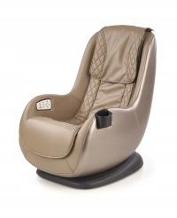 DOPIO fotel wypoczynkowy z funkcją masażu beżowy, ekoskóra, pilot