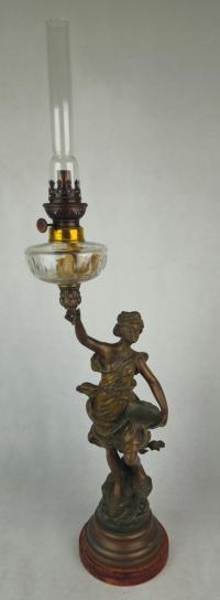 Figuralna lampa naftowa Guillemin Paris XIX w - Antyk Francja