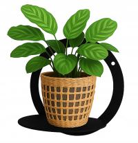 KWIETNIK ŚCIENNY WISZĄCY NOWOCZESNY WIESZAK UCHWYT METALOWY CZARNY KOŁO