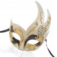 MĘSKA MASKA KARNAWAŁOWA Z MOTYWEM PŁOMIENI, CZARNA