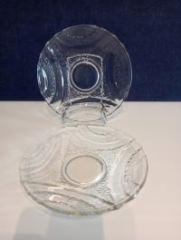 dwa talerzyki szklane Art-Deco przedwojenny wzór huta Krosno