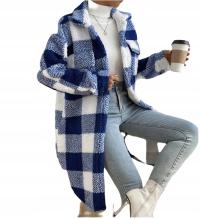 Płaszcz męski niebieski puchowy do połowy uda CIEPŁY BIZNESOWY WIECZOROWY WIZYTOWY SWETER LUŹNY