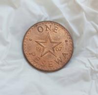 GHANA - 1 PESEWA 1967 - piękna