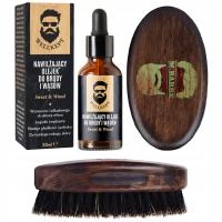 Щетка для бороды Картач эфирное масло / натуральная щетина кабана набор