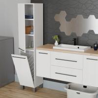 Шкаф для ванной комнаты с деревянной столешницей