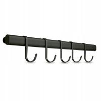 UCHWYT RELING KUCHENNY Z 5 WIESZAKAMI CZARNY TADAR 60 CM