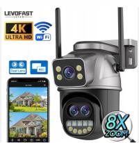 Hiseeu 9MP Three Lens & Dual Screen WIFI IP Camera With 8X Zoom PTZ Camera