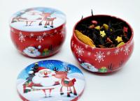 ŚWIĄTECZNA PUSZKA Z HERBATĄ czerwona Boże Narodzenie na prezent upominek