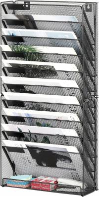 10-poziomowy organizer na biurko do montażu na ścianie – czarny