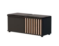 ШКАФ ДЛЯ ОБУВИ С СИДЕНЬЕМ, ОБИТЫЙ ЛАМЕЛЯМИ, ЧЕРНЫЙ