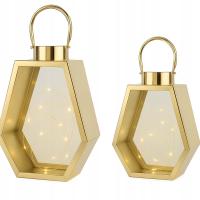 Zestaw 2 złotych Latarenek Glamour 35cm 28cm złote latarenki na prezent