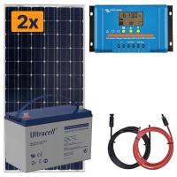 Panel słoneczny 2x175W i akumulator żelowy 100Ah z regulatorem LCD