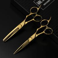 Zestaw Nożyczki + Degażówki Fryzjerskie Mr Mustache Gold Craft 5,5