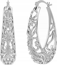 Srebrne kolczyki rodowane ażurowe wiszące srebro 925 urocze eleganckie