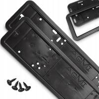 2× Ramka do tablic rejestracyjnych Agmi metalowa czarna mat 535x129 mm